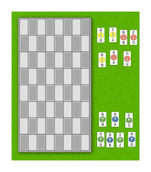 игральные карты и буквы на шахматном поле для игры как скрабл